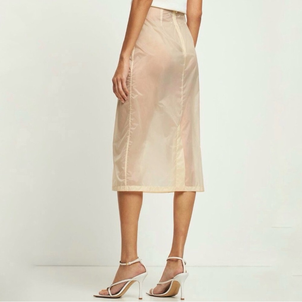 Maison Margiela Sheer Pencil Skirt Cream Midi Length Neutral Womens - Picture 2 of 16